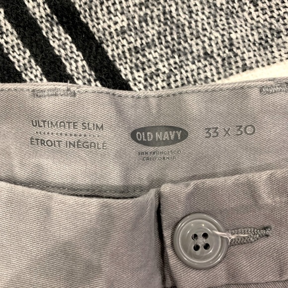 Old Navy Ultimate Slim Gray Khakis 33X30 - Picture 2 of 5